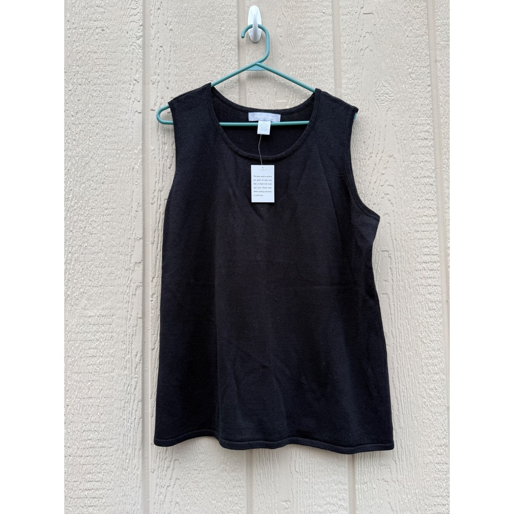 Modern Soul 1X Tank Top Minimalist Linen Cotton Knit Shell Black